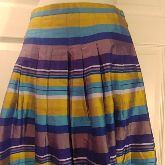 Worth Silk Taffeta Pleated Long Plaid Skirt as 6 - Picture 3 of 5